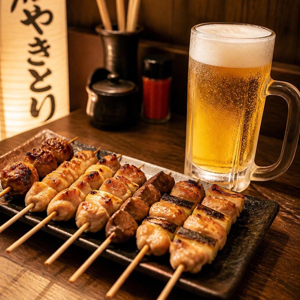焼き鳥と生ビール、最高の組み合わせを楽しむ！